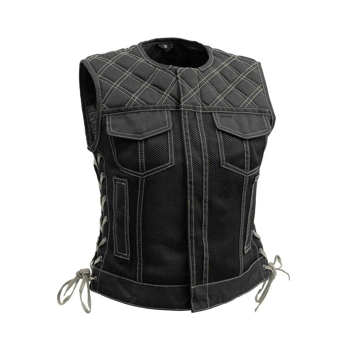 Bonnie Moto Mesh Women's Motorcycle Vest - Diamond Quilt - Image 8