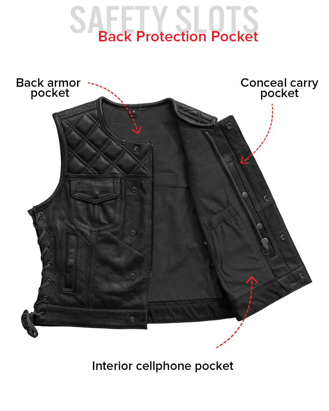 Bonnie Perforated Women's Motorcycle Leather Vest - Image 18