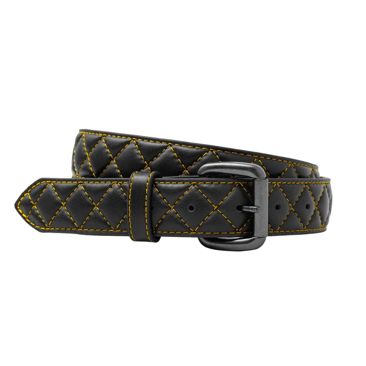 Diamond Quilted Leather Belt - Image 9