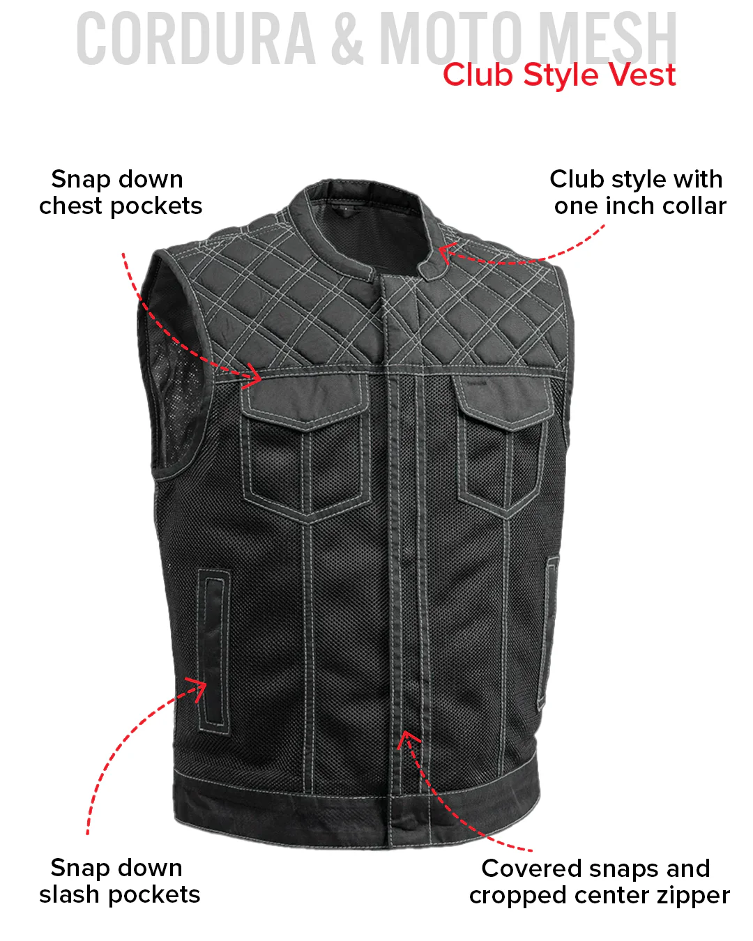 Downside Moto Mesh Men's Motorcycle Vest - Image 20