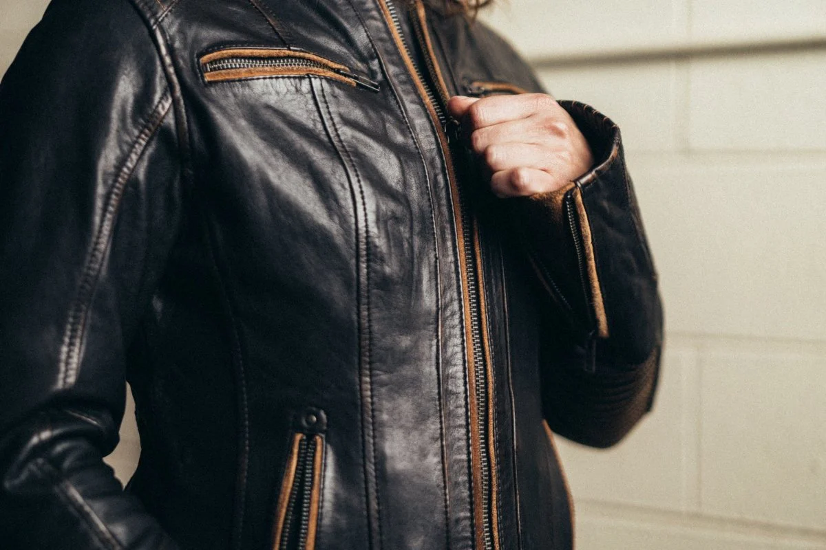Electra - Women's Motorcycle Leather Jacket - Image 5