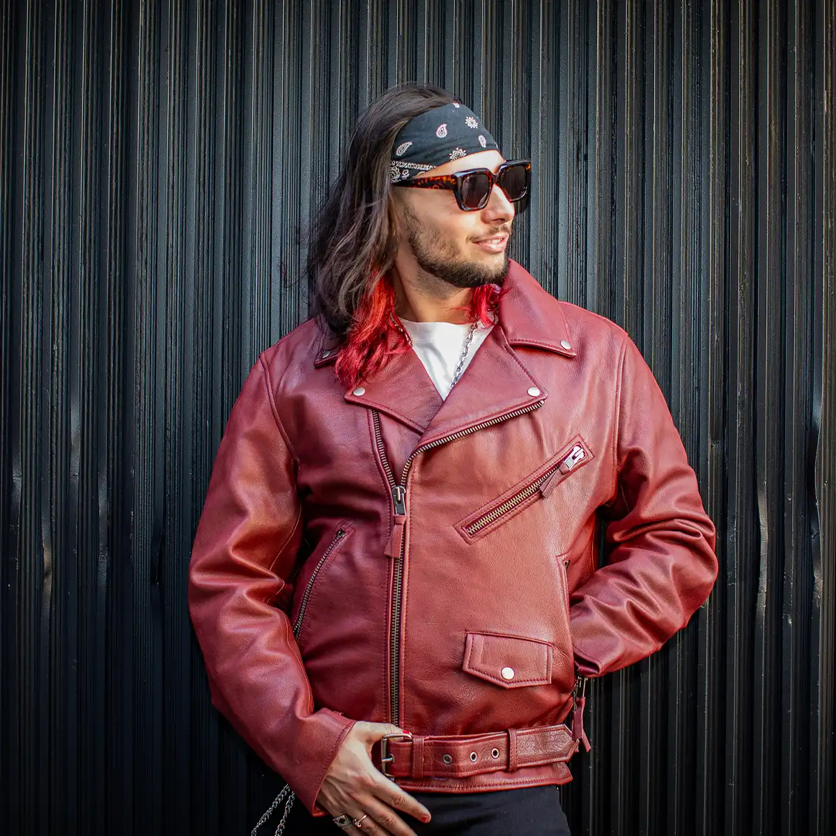 Fillmore Men's Motorcycle Leather Jacket - Image 10