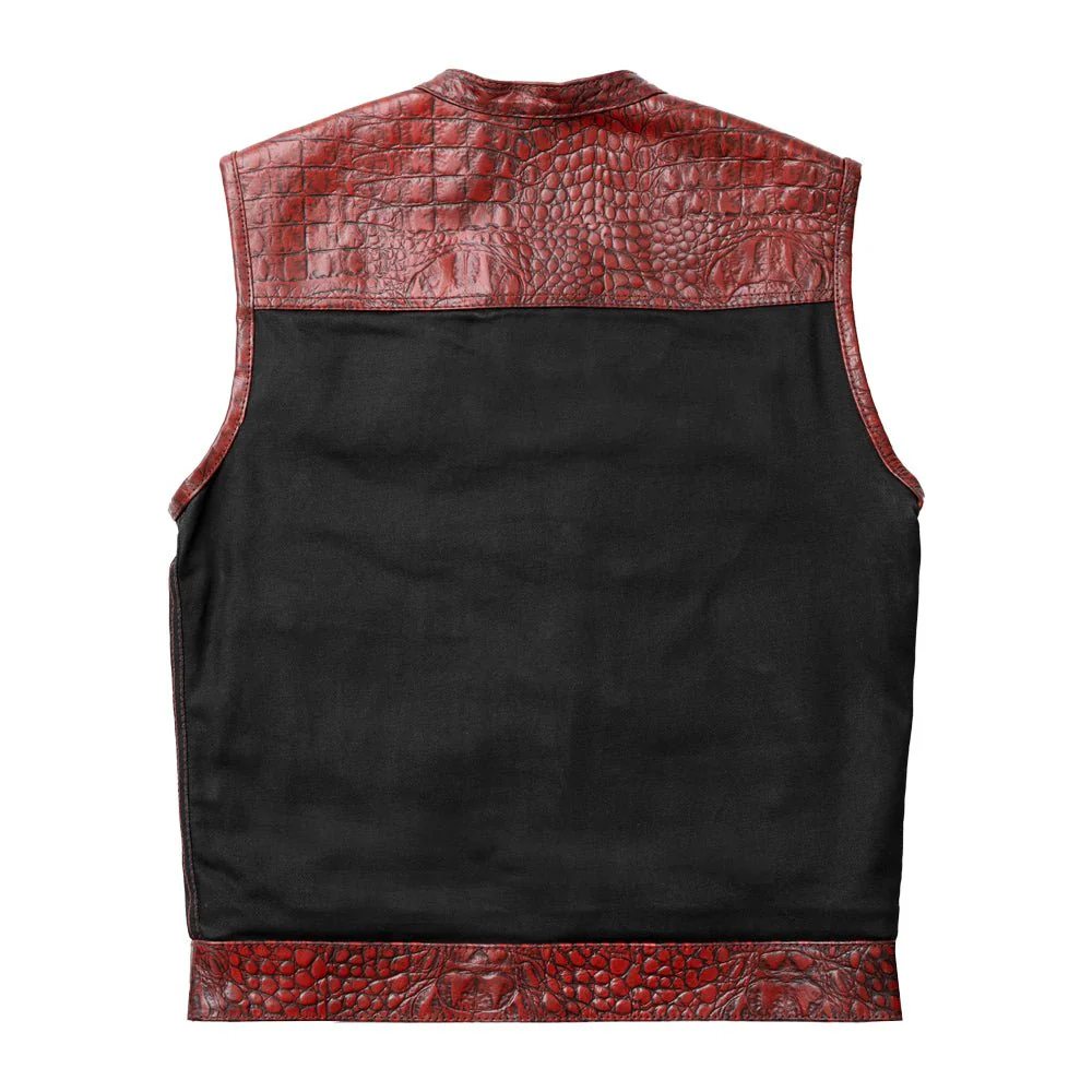 Fireball - Men's Leather/ Denim Motorcycle Vest - Limited Edition - Image 2