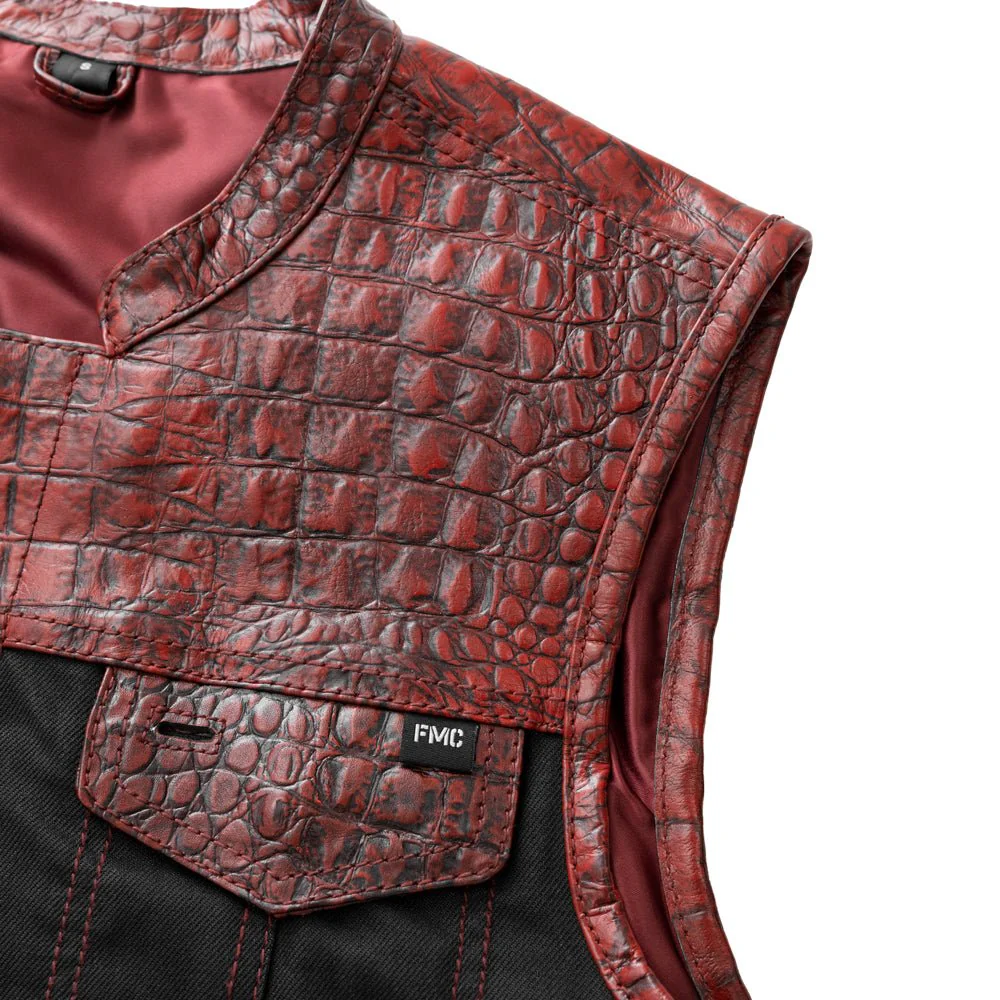 Fireball - Men's Leather/ Denim Motorcycle Vest - Limited Edition - Image 6