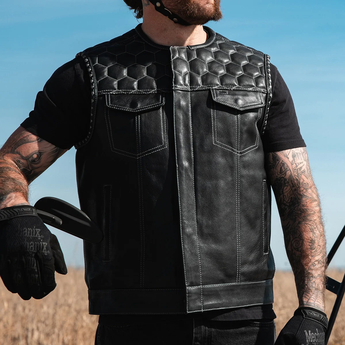 Hornet Men's Club Style Leather Vest - Image 22