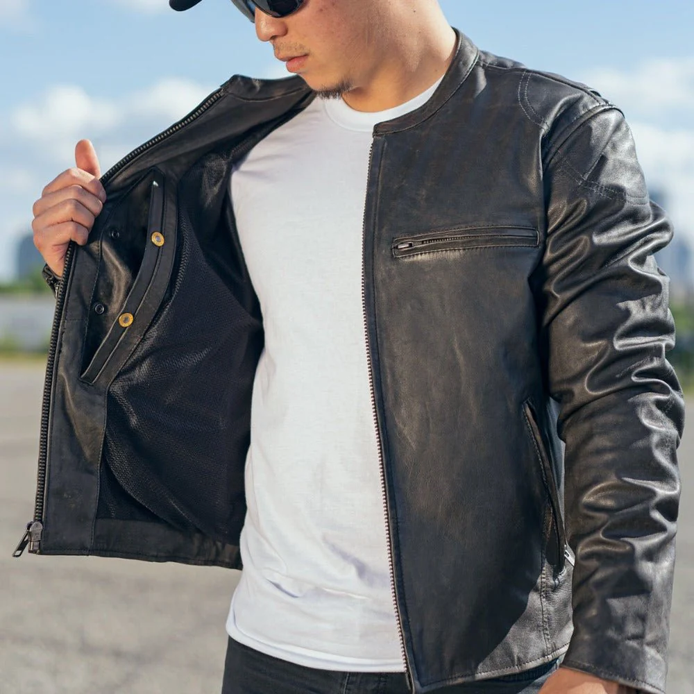 Indy Men's Motorcycle Leather Jacket - Image 15