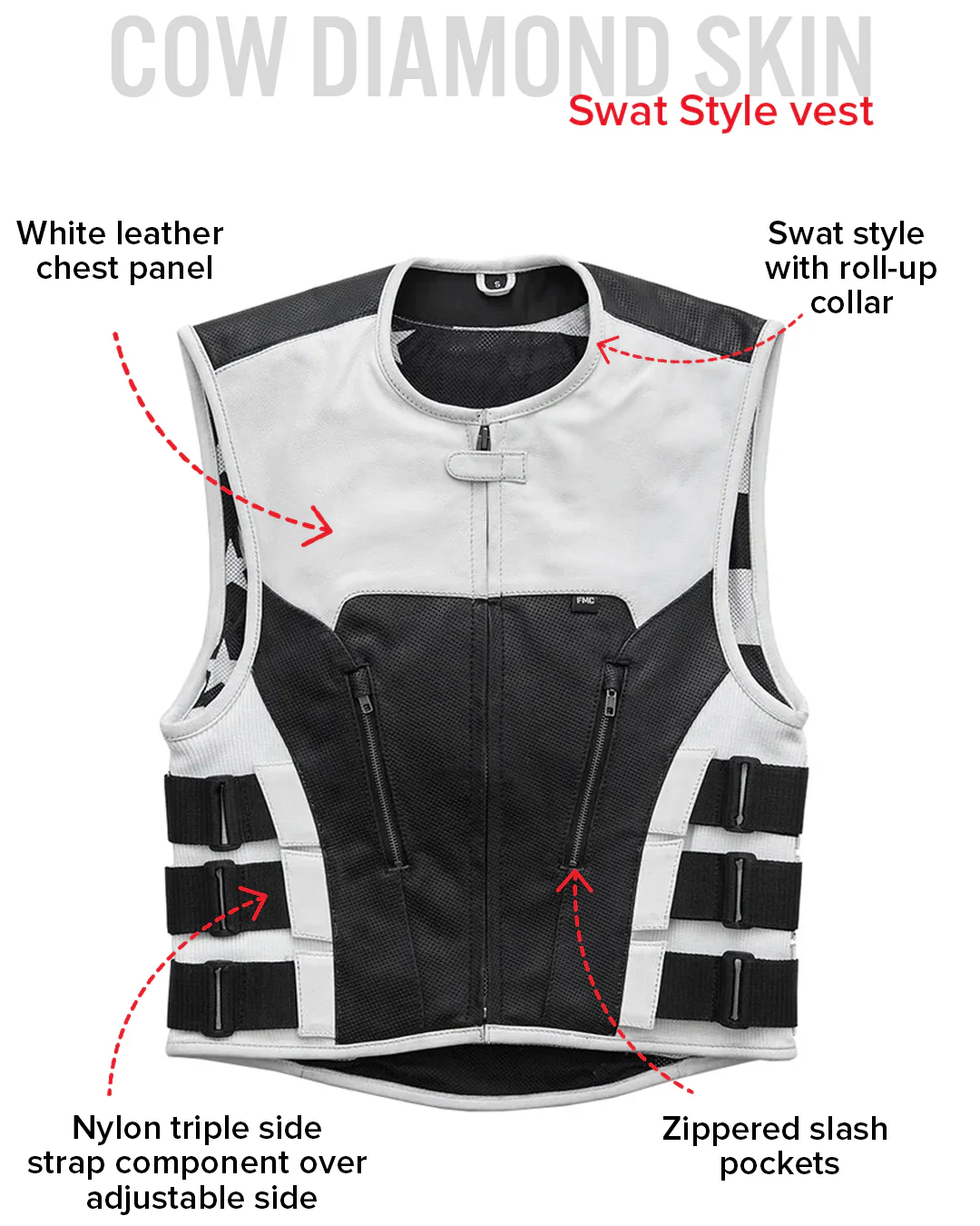 Jailbreak - Men's Swat Style Motorcycle Leather Vest - Image 7