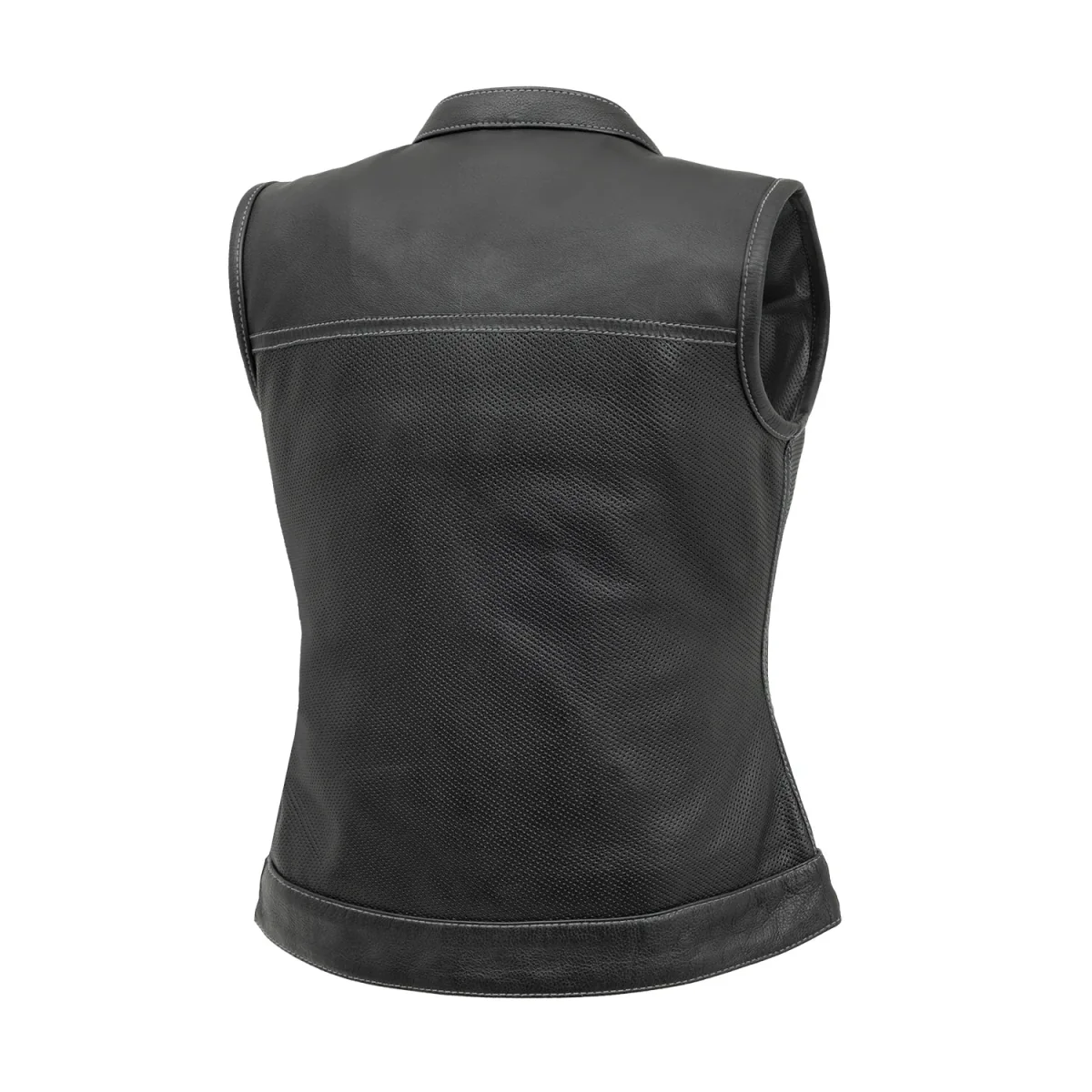 Jessica Perforated Women's Motorcycle Leather Vest - Image 9