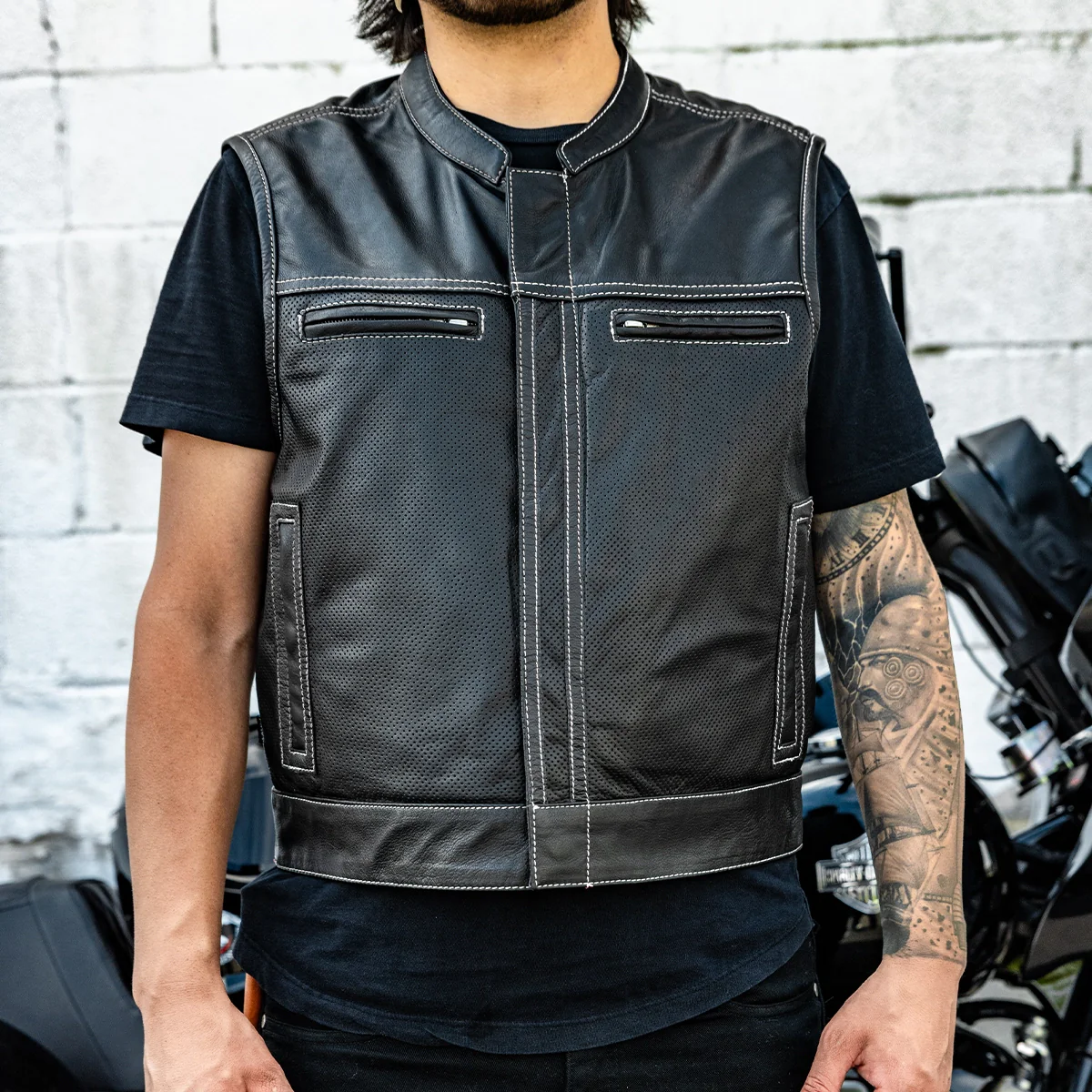 Lowrider Perforated Men's Leather Vest - Image 11