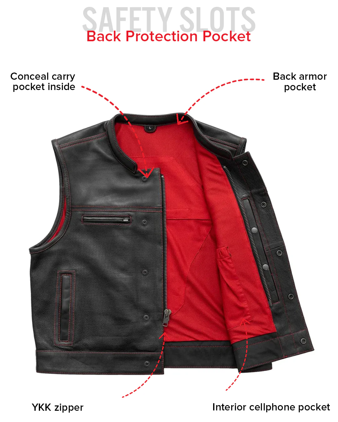 Lowrider Perforated Men's Leather Vest - Image 26