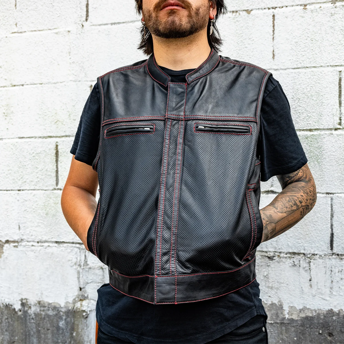 Lowrider Perforated Men's Leather Vest - Image 6