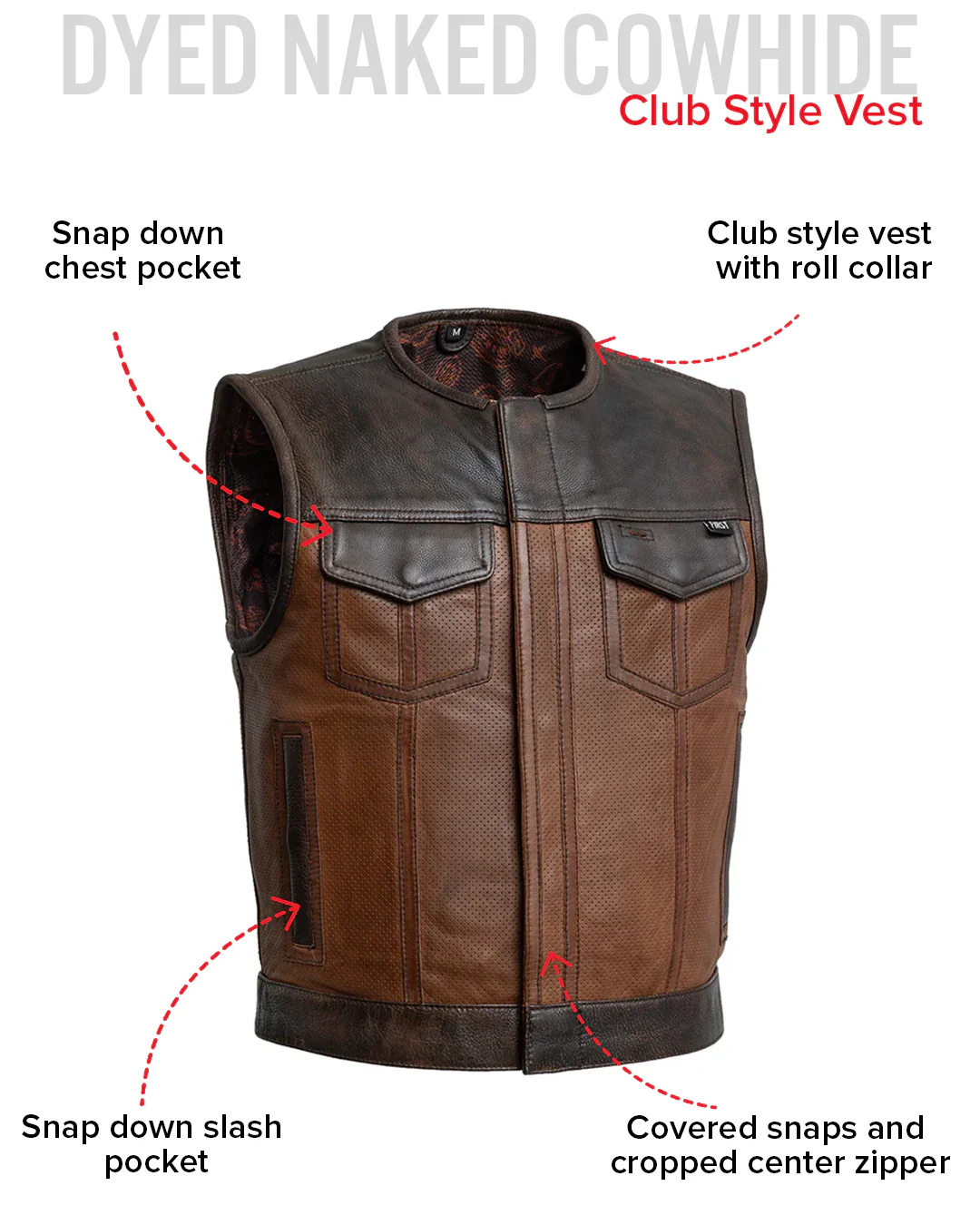 Lowside Gunner Men's Perforated Leather Vest - Image 6
