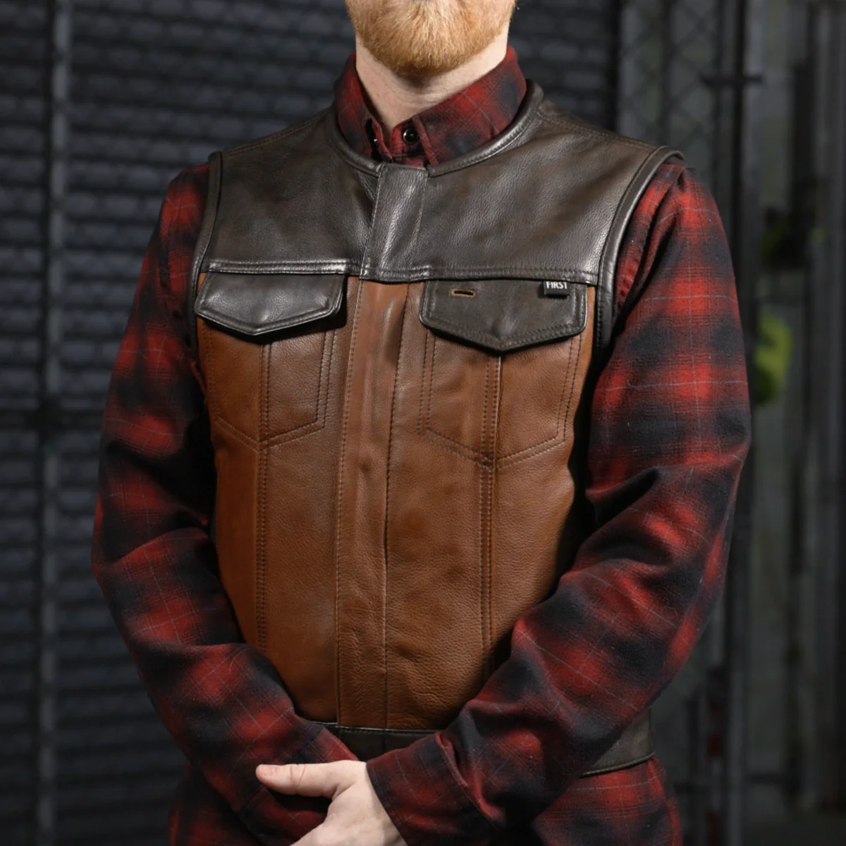 Lowside Rider Men's Motorcycle Leather Vest - Image 5