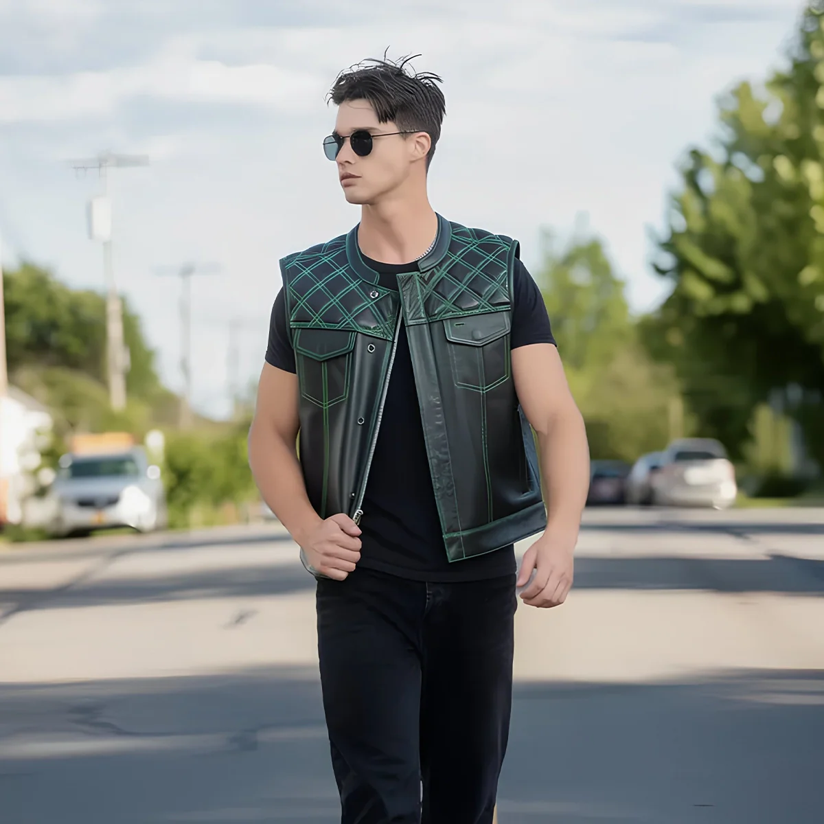 Upside Men's Club Style Leather Vest - Image 55
