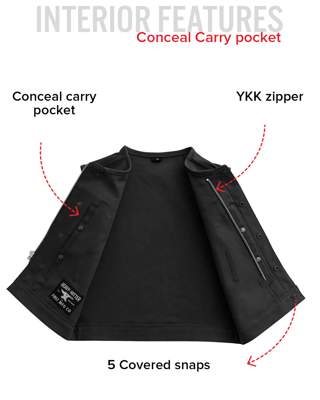 Lowside Black Men's Motorcycle Canvas Vest - Image 7