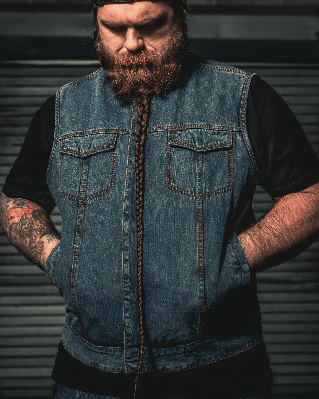 Havoc Men's Denim Motorcycle Vest - Image 10