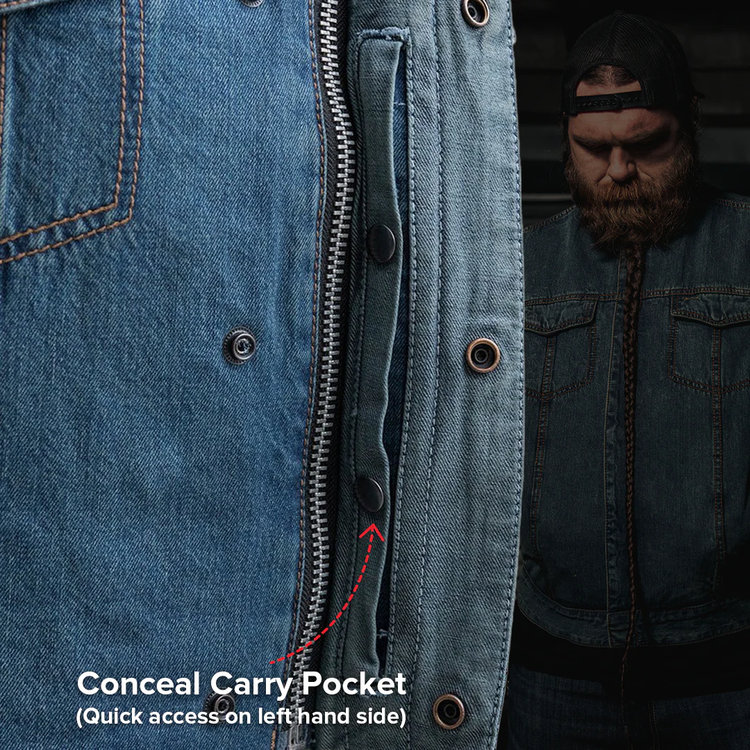 No Limit - Men's Motorcycle Denim Vest - Image 8