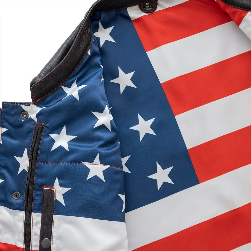Born Free Men's Leather Motorcycle Leather Vest - Red Stitch - Image 5