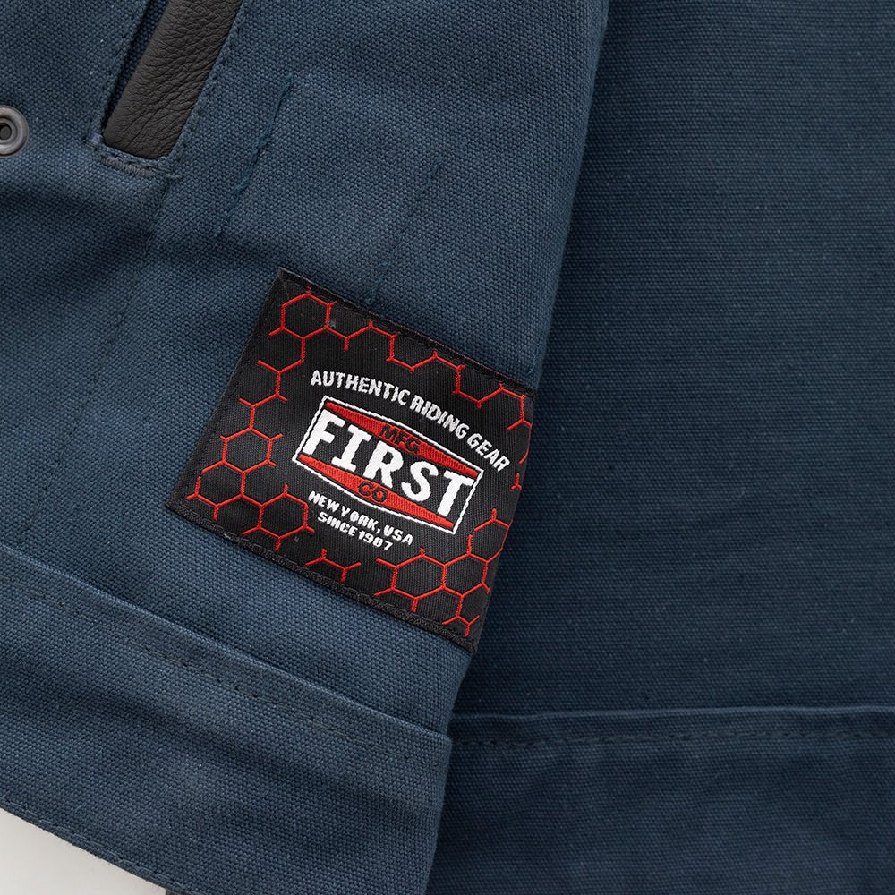 Hunt Club Motorcycle Leather Canvas Vest Blue - Image 5