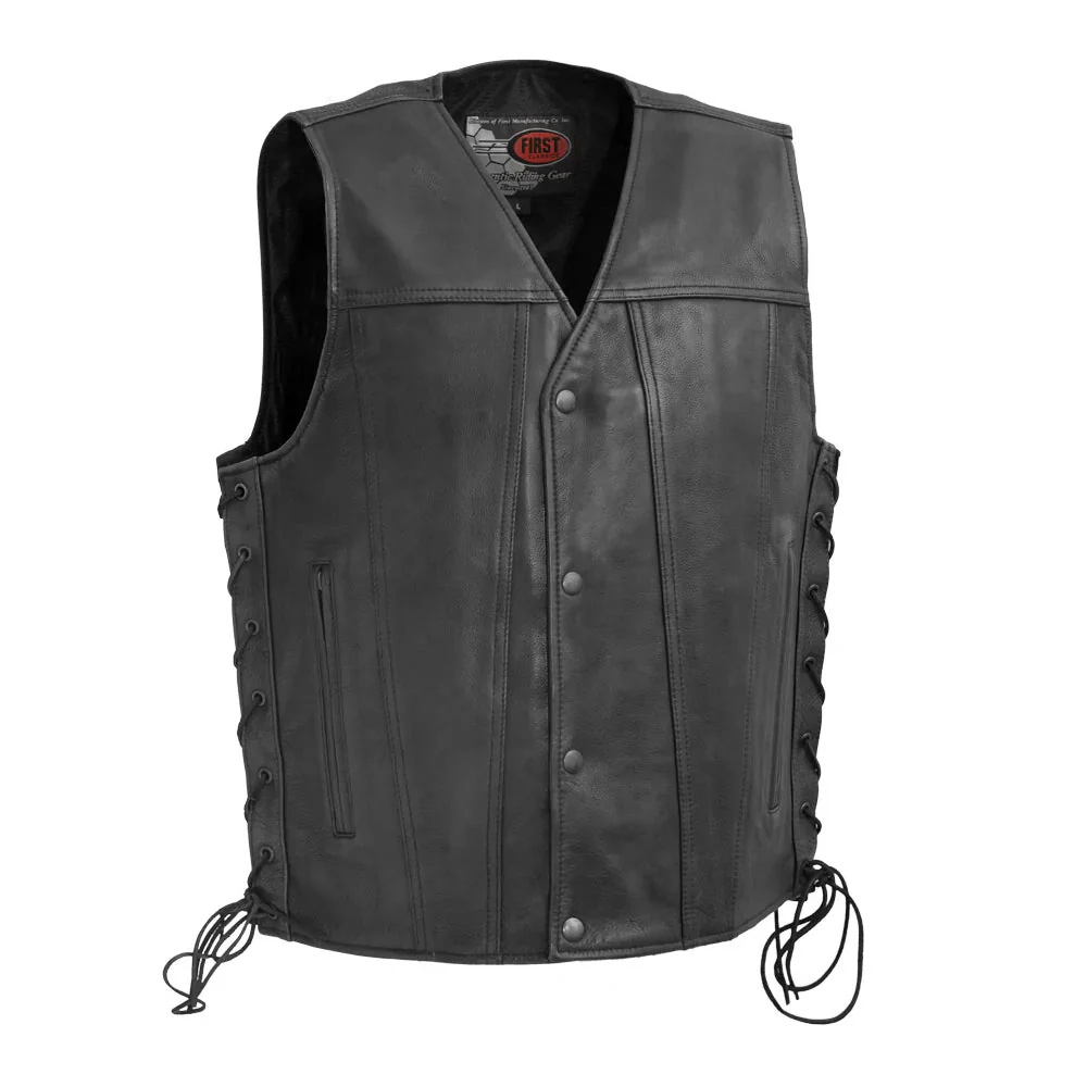 High Roller Men's Motorcycle Leather Vest - Image 4