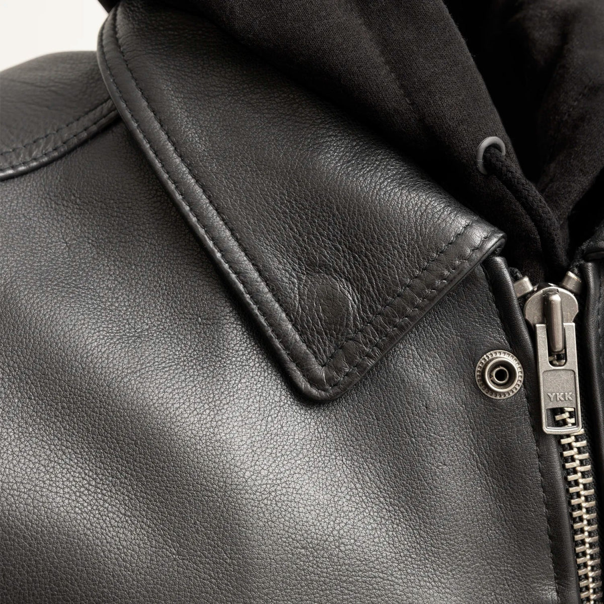 Kent Men's Motorcycle Leather Vest and Hoodie - Image 4