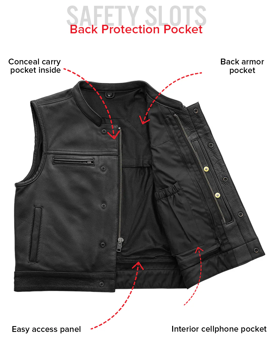 Lowrider Men's Motorcycle Leather Vest - Image 9