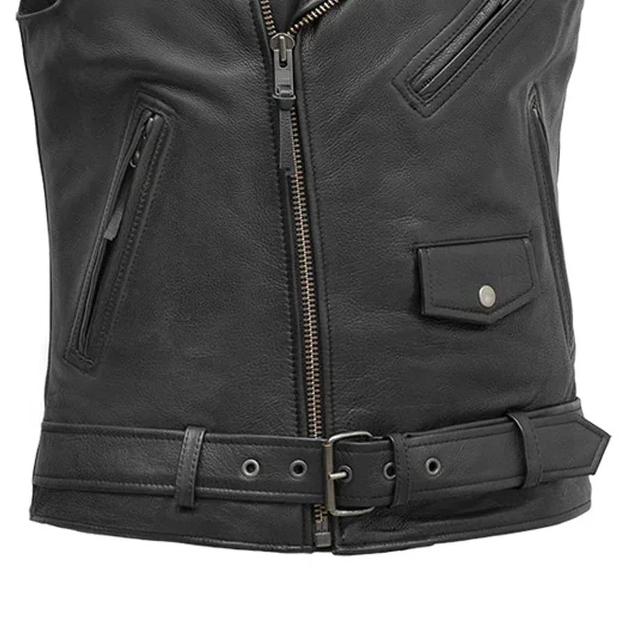 Rockin - Men's Motorcycle Leather Vest - Image 4