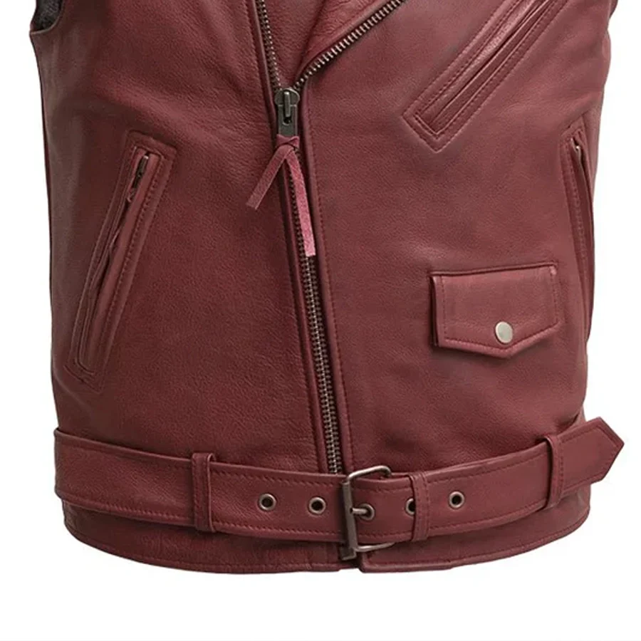 Roller - Men's Motorcycle Leather Vest - Image 4