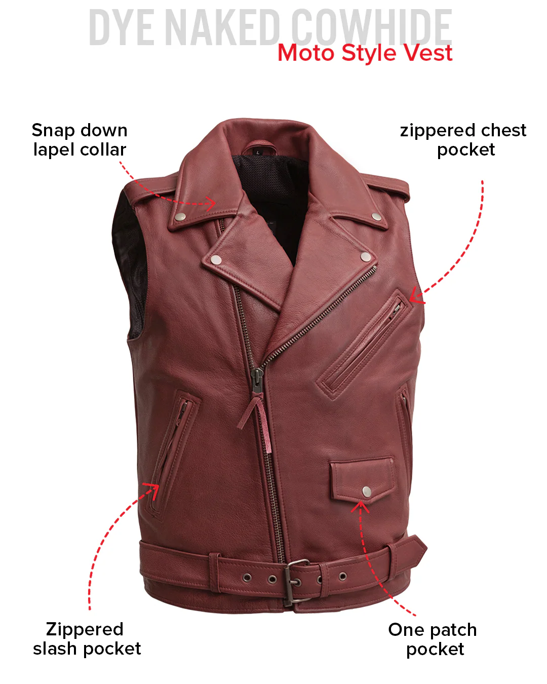 Roller - Men's Motorcycle Leather Vest - Image 7