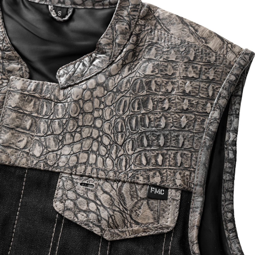 Placid - Men's Leather/Denim Motorcycle Vest - Limited Edition - Image 3