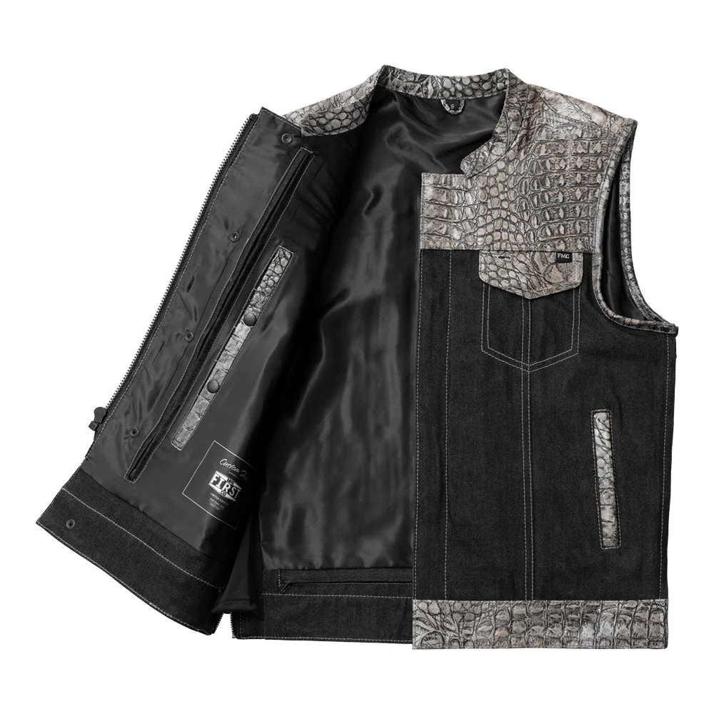 Placid - Men's Leather/Denim Motorcycle Vest - Limited Edition - Image 6