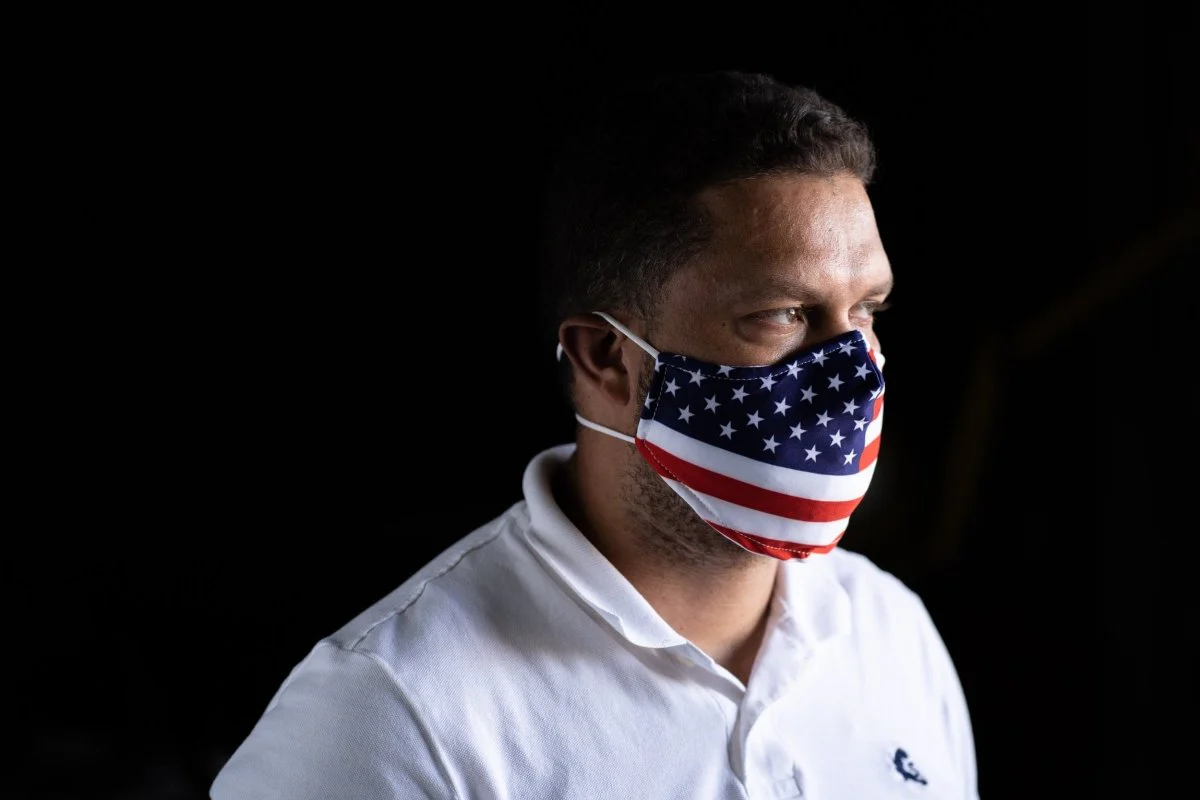 2-Ply Red White Blue Flag Reusable Non-Medical Breathable & Elastic Ear Bands Face Masks (5-Pcs Pack) - Image 4