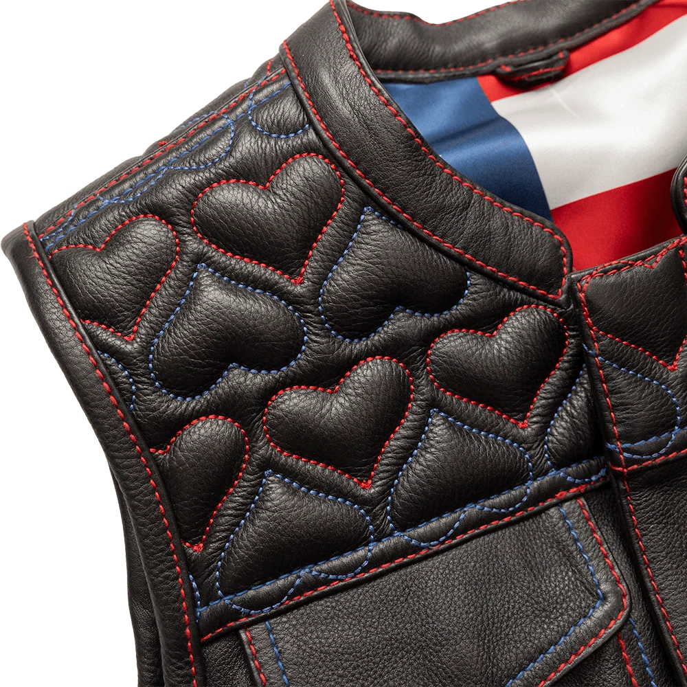 Rosie Womenâs Motorcycle Leather Vest - Image 3