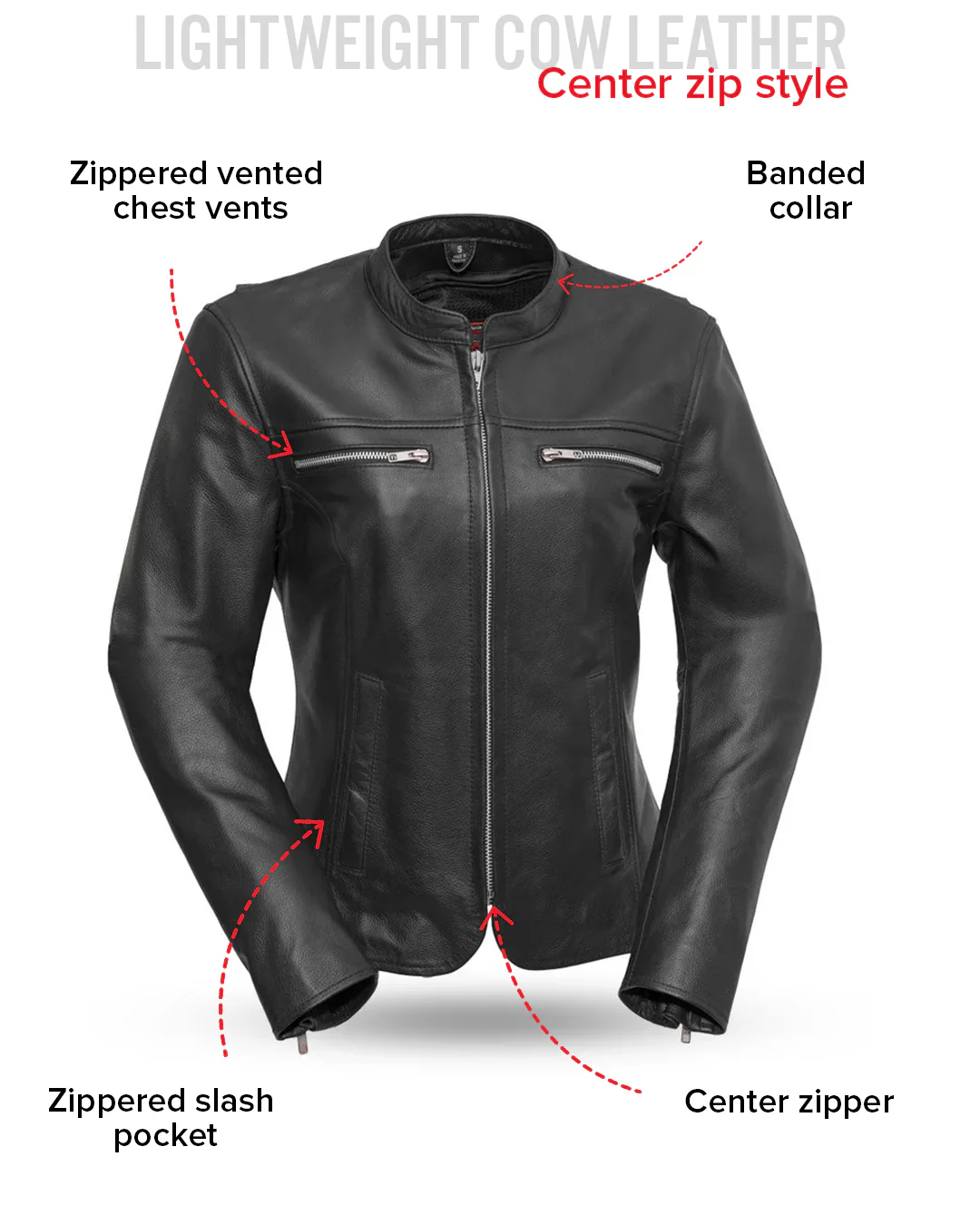Roxy - Women's Leather Motorcycle Jacket - Image 4