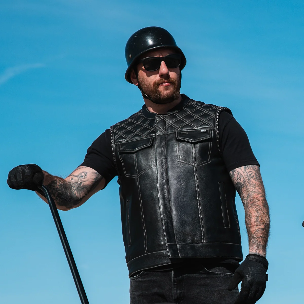 Sinister - Men's Motorcycle Leather Vest - Image 21