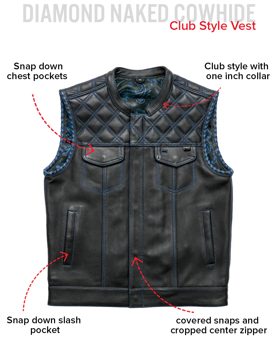 Sinister - Men's Motorcycle Leather Vest - Image 26