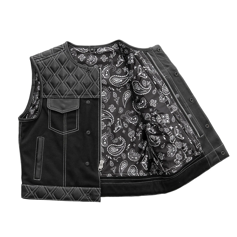 Stinger - Men's Club Style Leather/Canvas Vest (Limited Edition) - Image 2