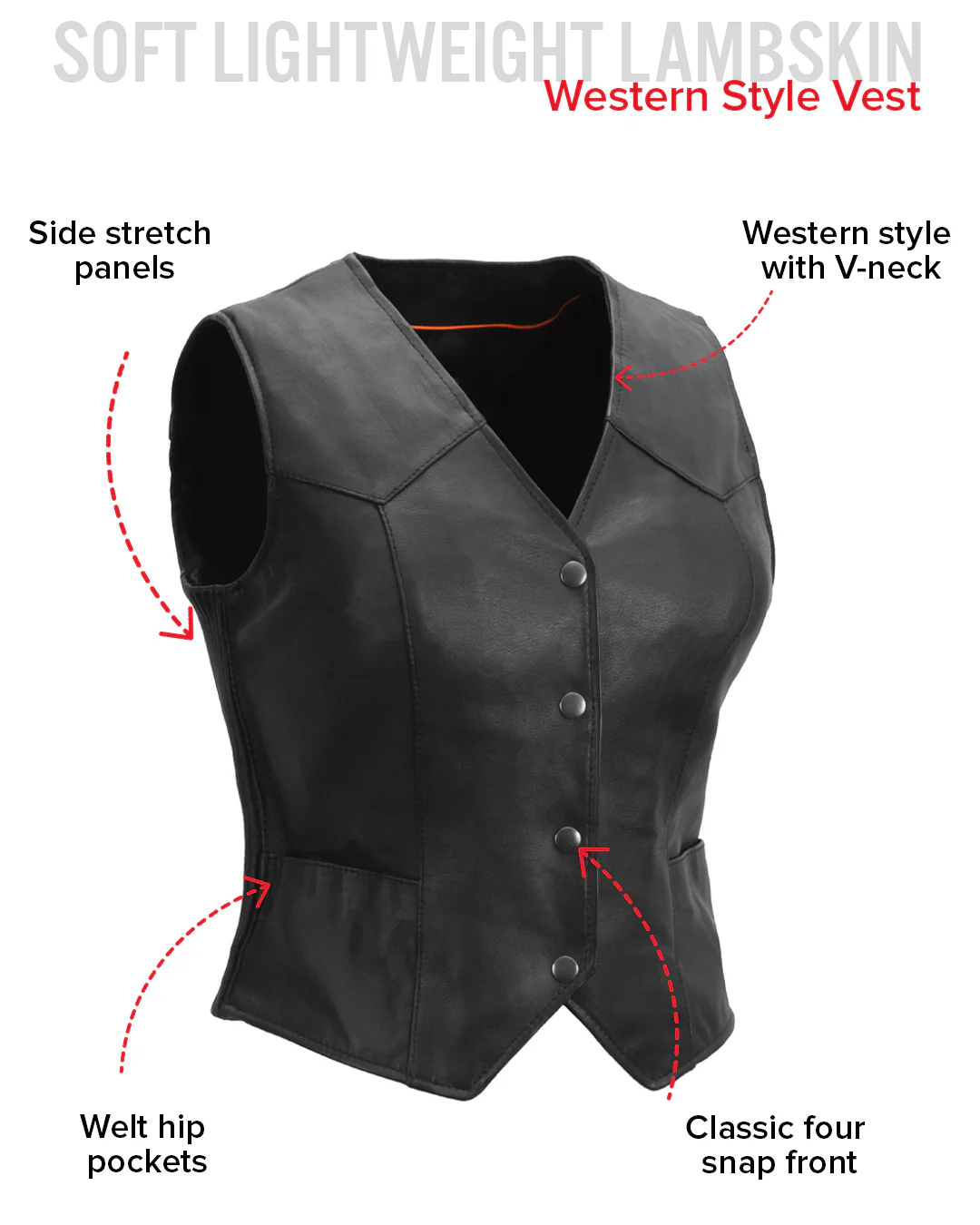 Sweet Sienna Women's Motorcycle Leather Vest - Image 6