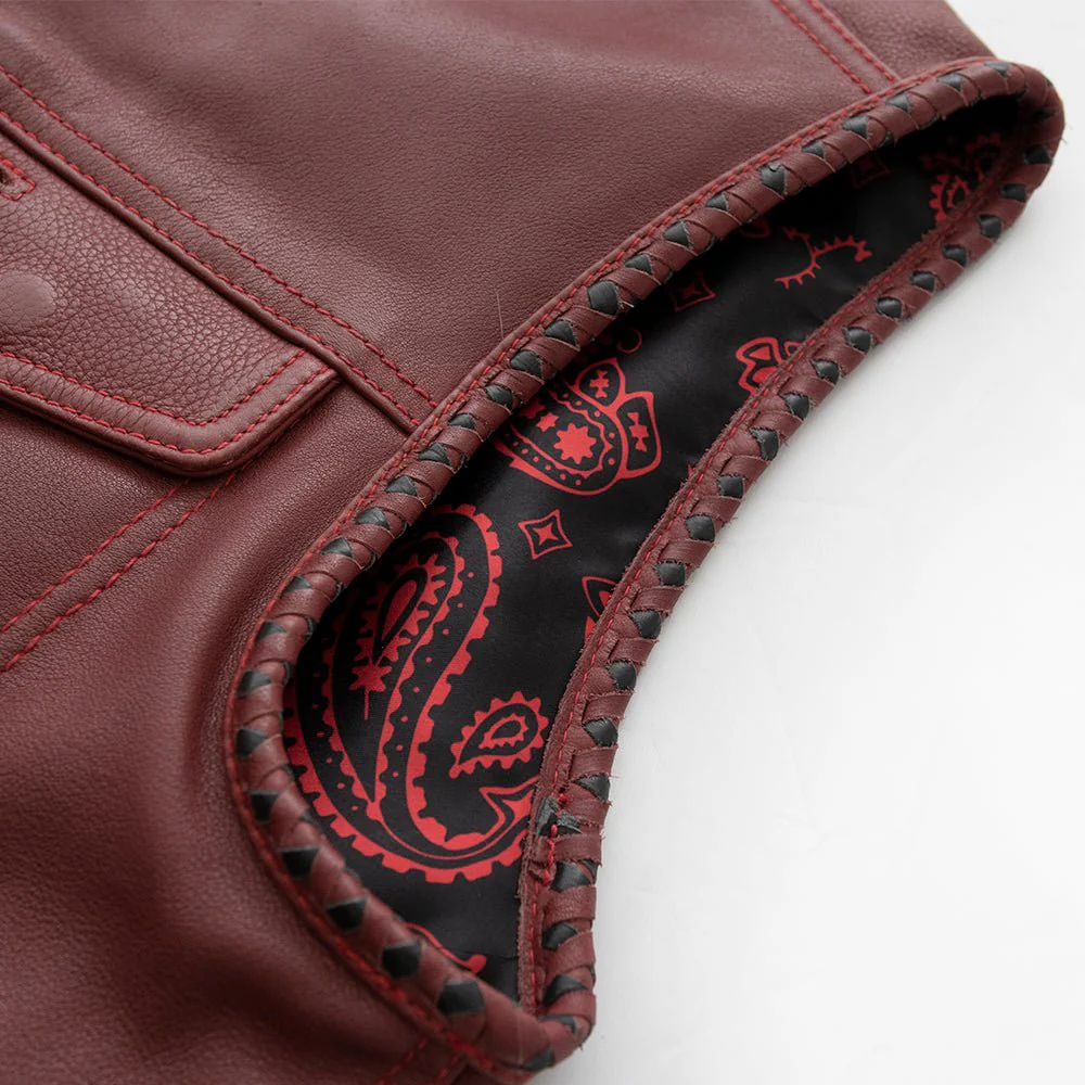 Carmine - Men's Leather Motorcycle Vest - Limited Edition - Image 4