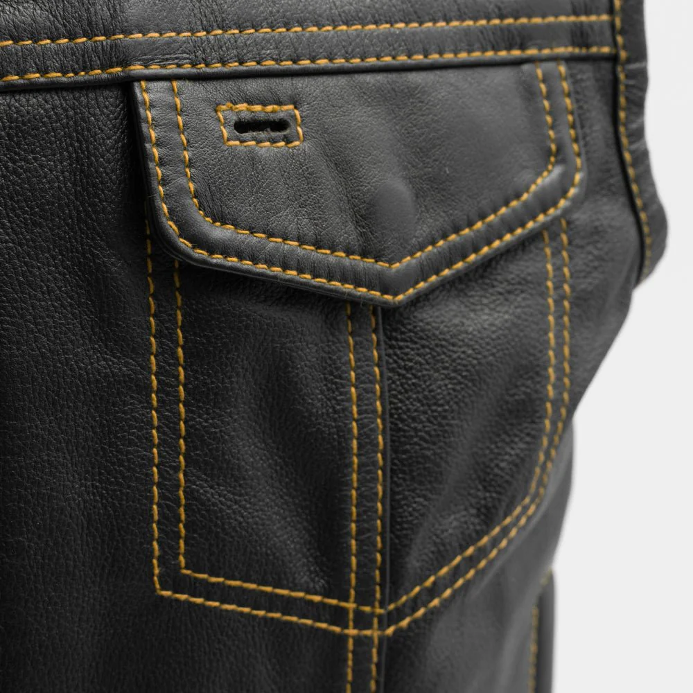 The Club Cut Men's Motorcycle Leather Vest, Multiple Color Options - Image 12