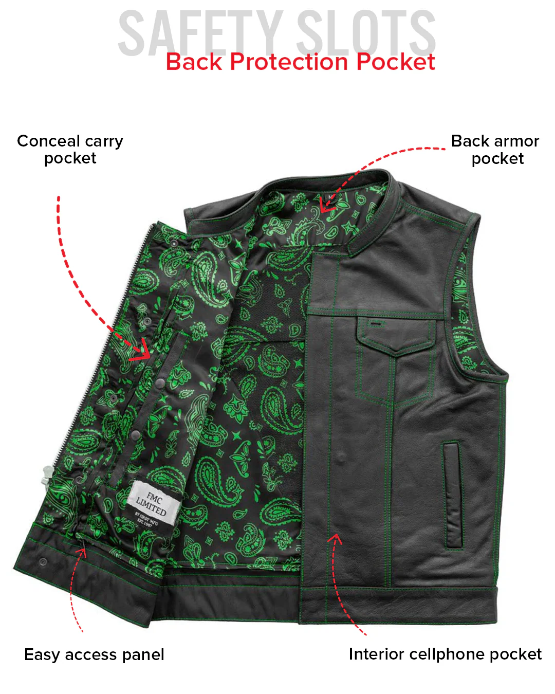 The Cut Men's Motorcycle Leather Vest, Multiple Color Options - Image 39