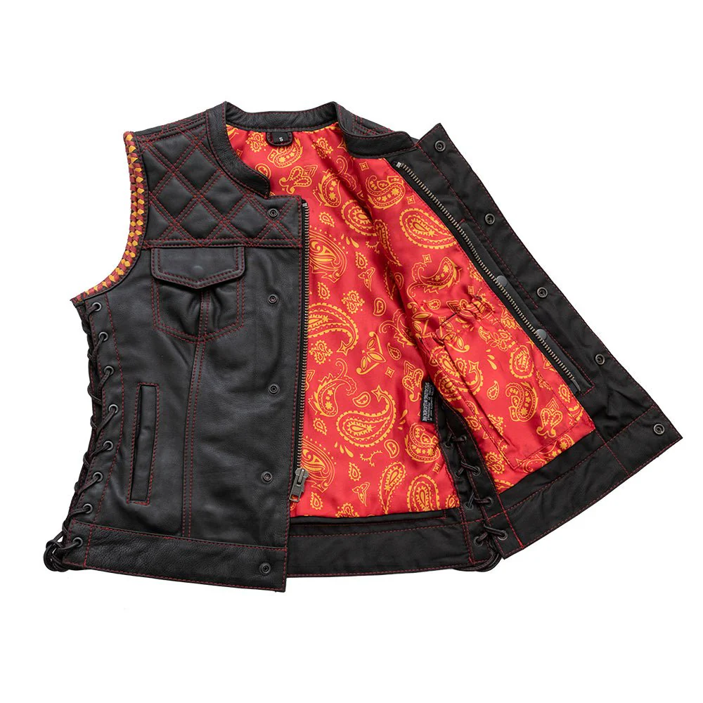 Torch Women's Motorcycle Leather Vest - Image 3