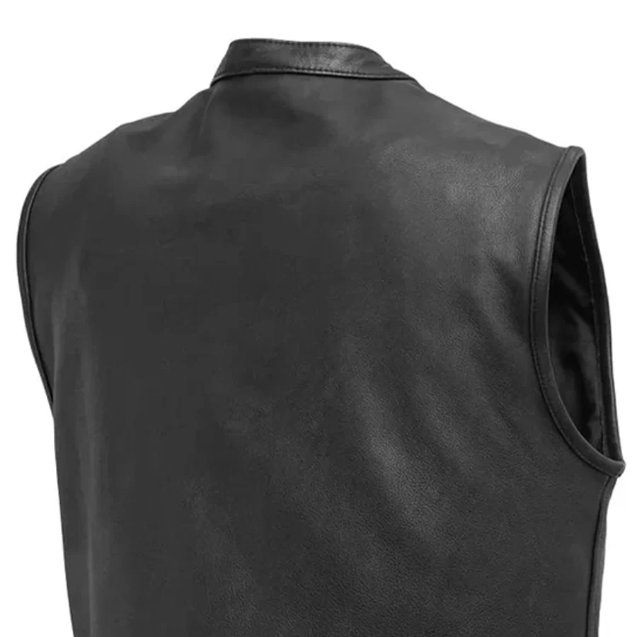 Top Rocker Men's Motorcycle Leather Vest - Image 5