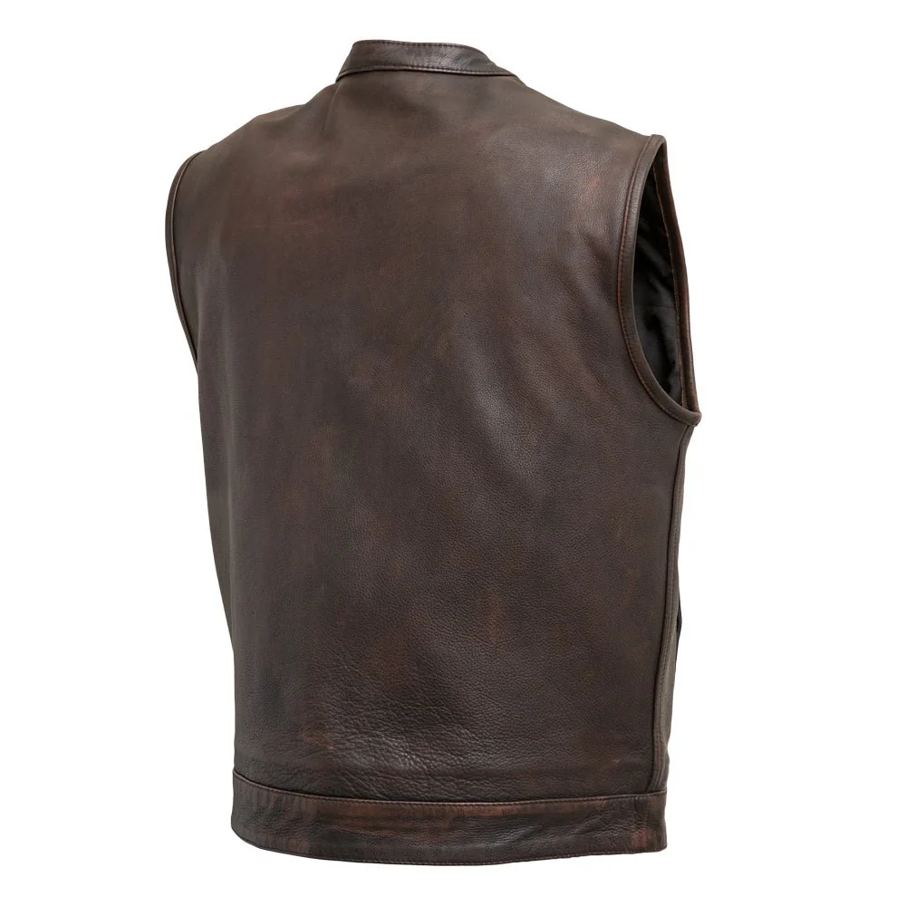 Top Rocker Men's Motorcycle Leather Vest - Image 7