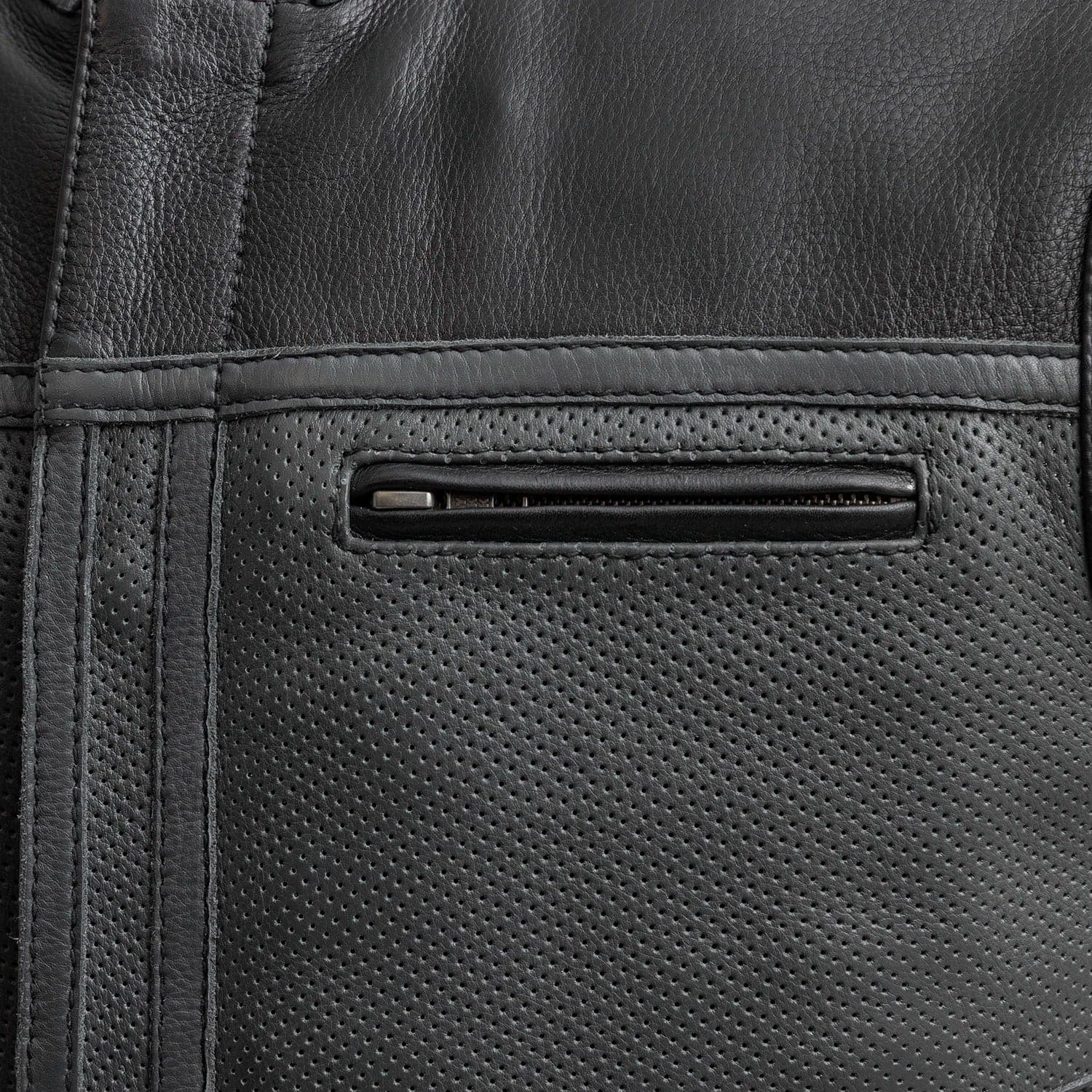 Two Tone Lowrider Perforated Men's Leather Vest - Image 4