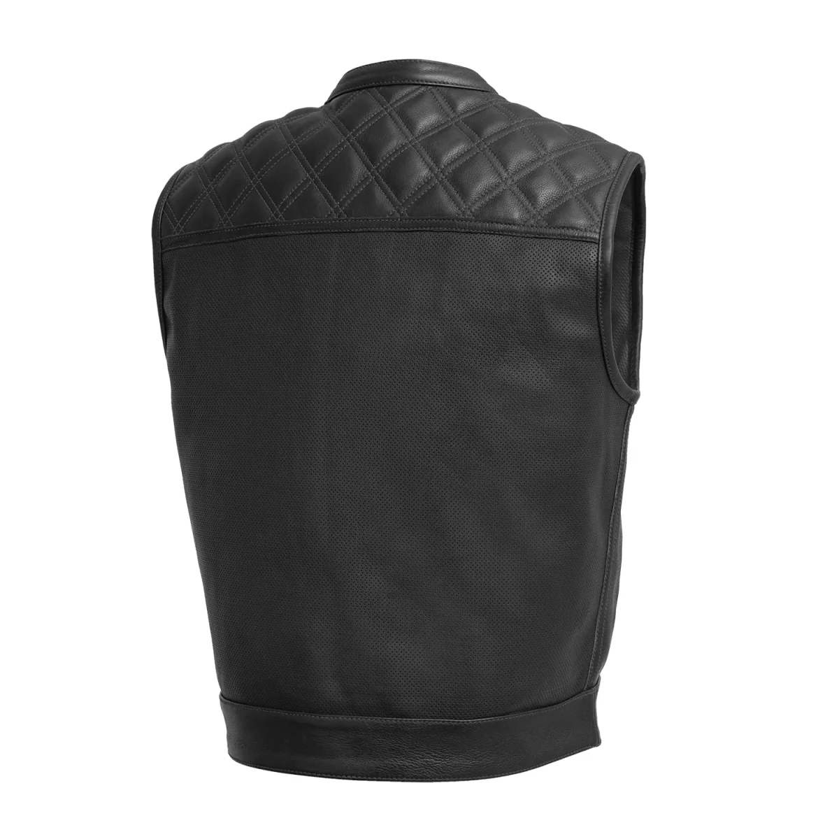 Upside Perforated Men's Club Style Leather Vest - Image 10
