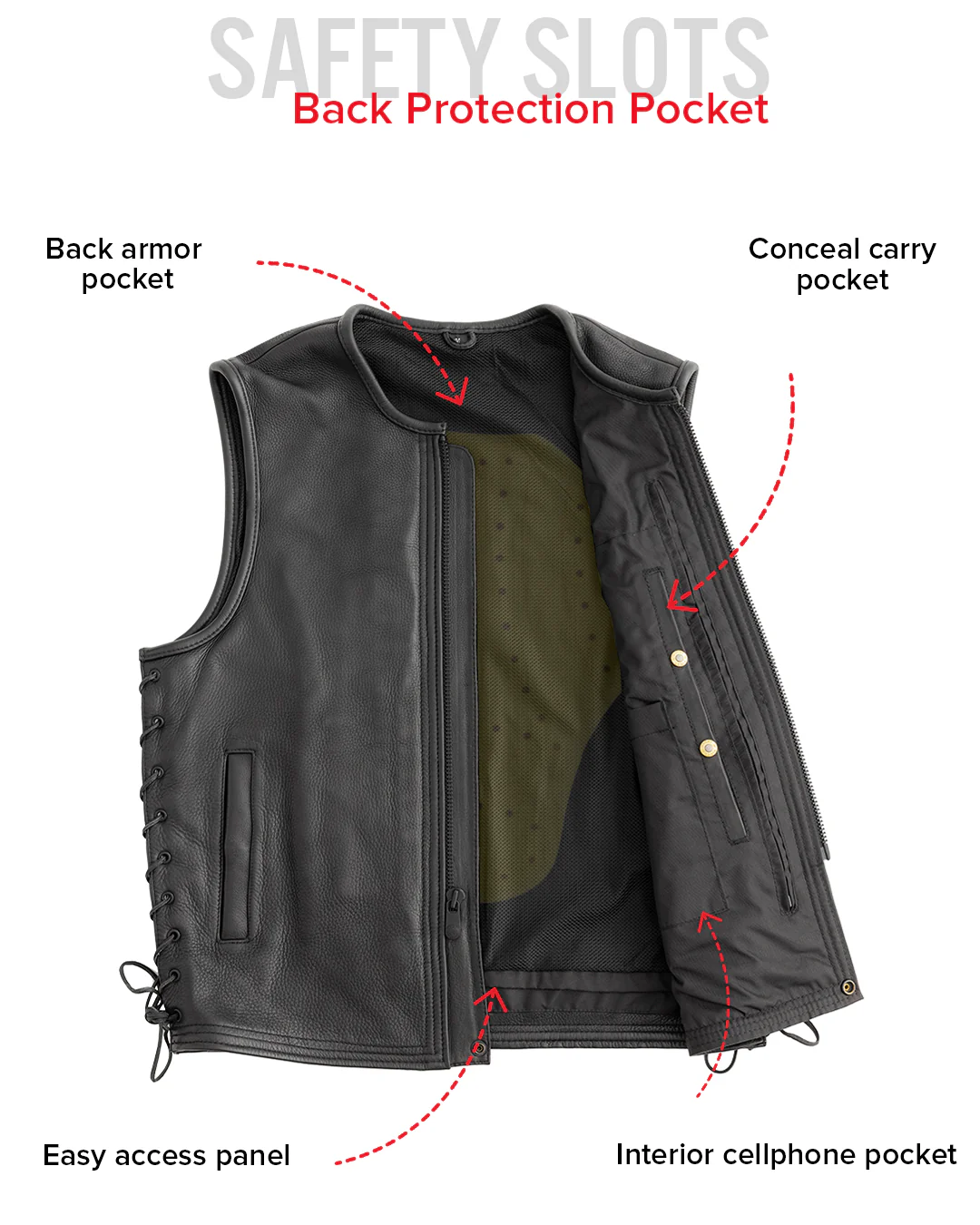 Venom Men's Motorcycle Leather Vest - Image 7